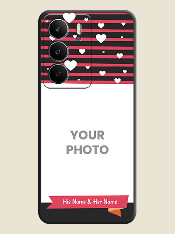 Custom White Color Love Symbols with Pink Lines Pattern On Space Black Custom Soft Matte Mobile Back Cover - Realme C73 5G - alternate view