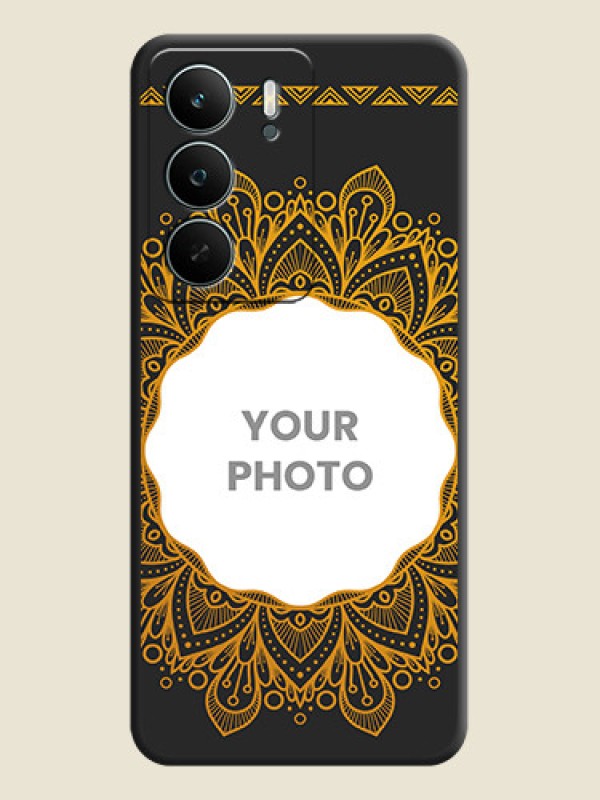 Custom Round Image with Floral Design On Space Black Custom Soft Matte Mobile Back Cover - Realme C73 5G - alternate view