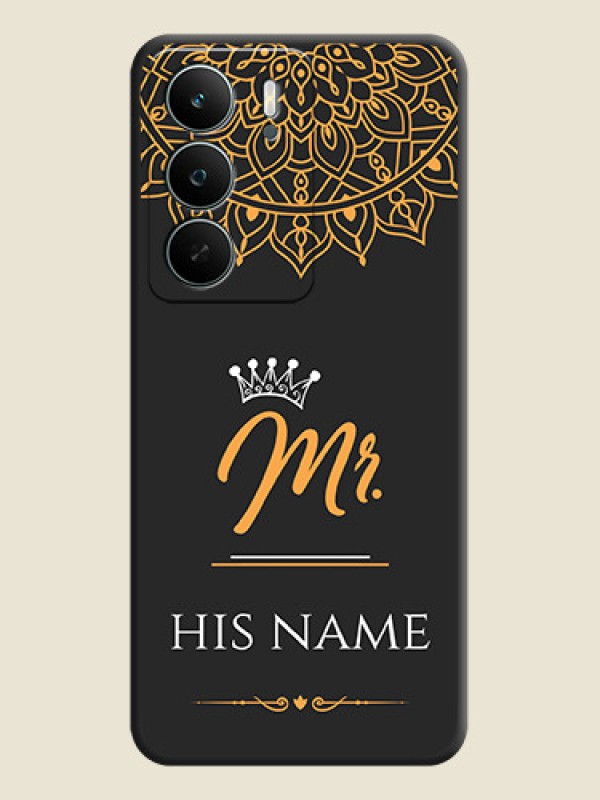 Custom Mr Name with Floral Design On Space Black Custom Soft Matte Mobile Back Cover - Realme C73 5G - alternate view