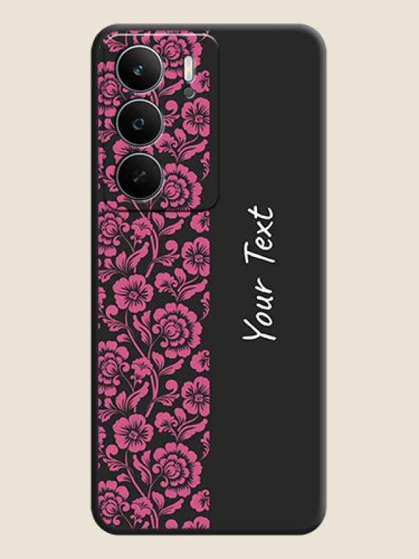 Custom Pink Floral Pattern Design With Custom Text On Space Black Custom Soft Matte Mobile Back Cover - Realme C73 5G - alternate view