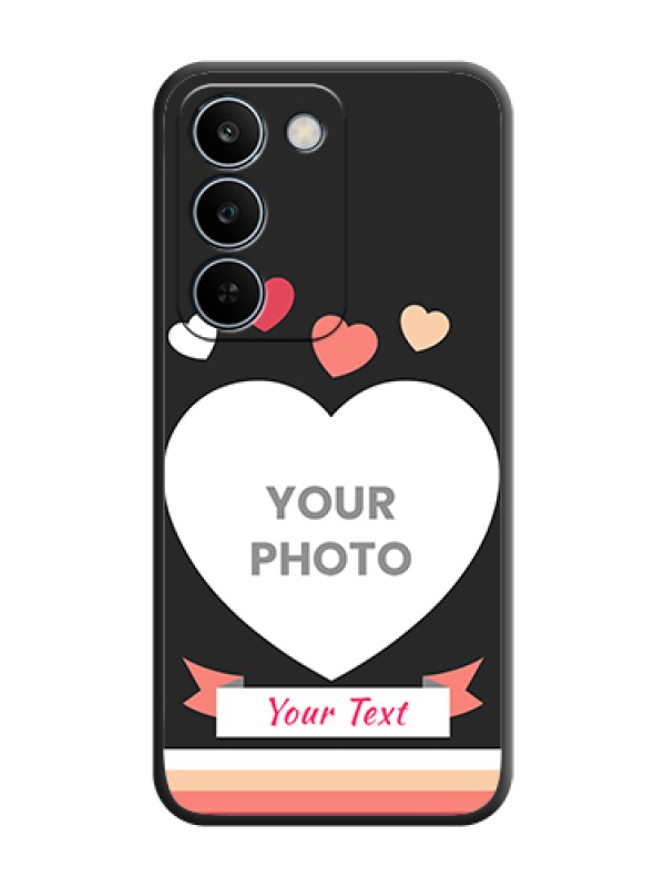 Custom Love Shaped Photo with Colorful Stripes On Space Black Custom Soft Matte Mobile Back Cover - Realme C83 5G - alternate view