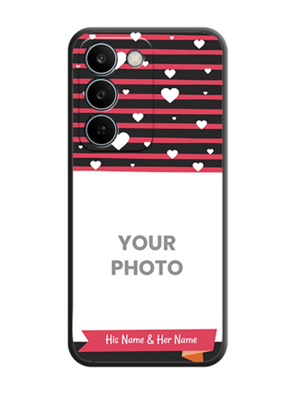 Custom White Color Love Symbols with Pink Lines Pattern On Space Black Custom Soft Matte Mobile Back Cover - Realme C83 5G - alternate view