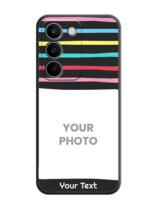 Custom Multicolor Lines with Image On Space Black Custom Soft Matte Mobile Back Cover - Realme C83 5G - alternate view