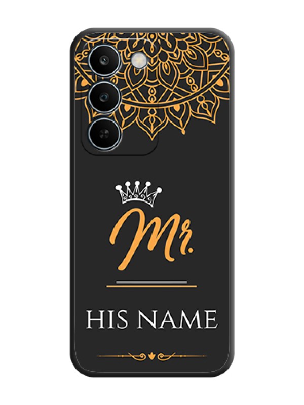 Custom Mr Name with Floral Design On Space Black Custom Soft Matte Mobile Back Cover - Realme C83 5G - alternate view