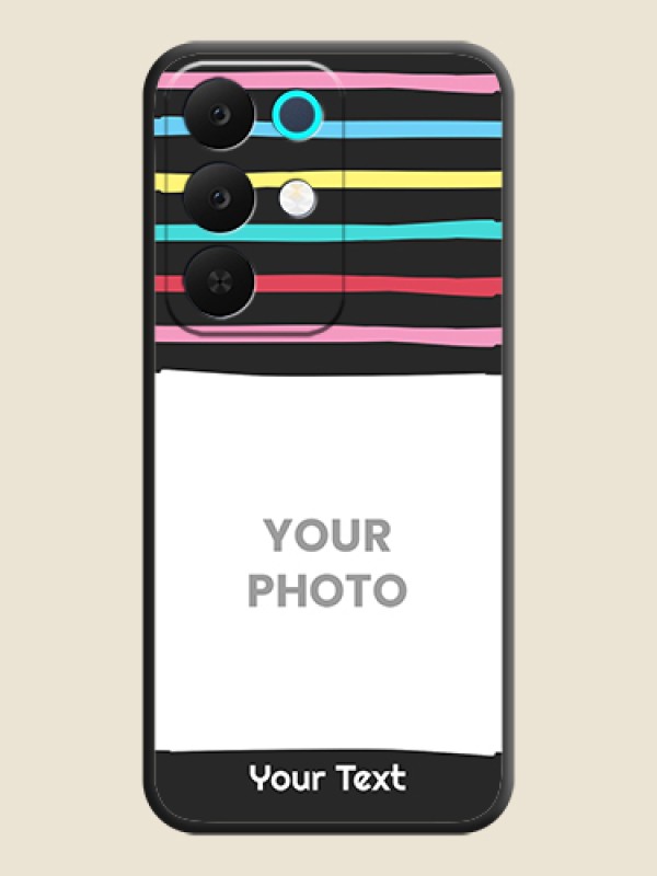 Custom Multicolor Lines with Image On Space Black Custom Soft Matte Mobile Back Cover - Realme C85 5G - alternate view