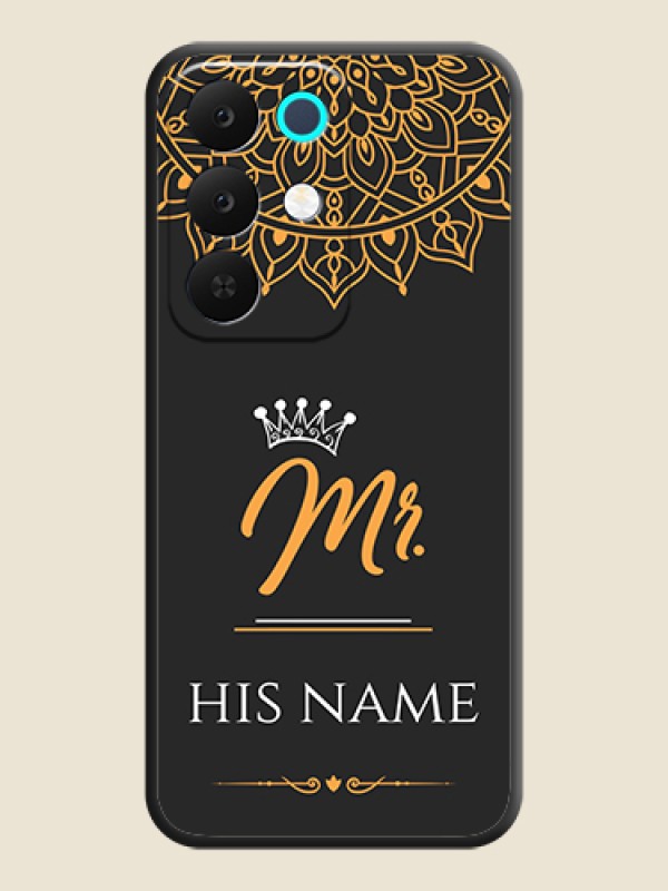 Custom Mr Name with Floral Design On Space Black Custom Soft Matte Mobile Back Cover - Realme C85 5G - alternate view