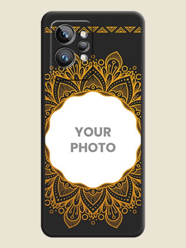Custom Round Image with Floral Design on Photo on Space Black Soft Matte Mobile Cover - Realme GT 2 Pro 5G - alternate view