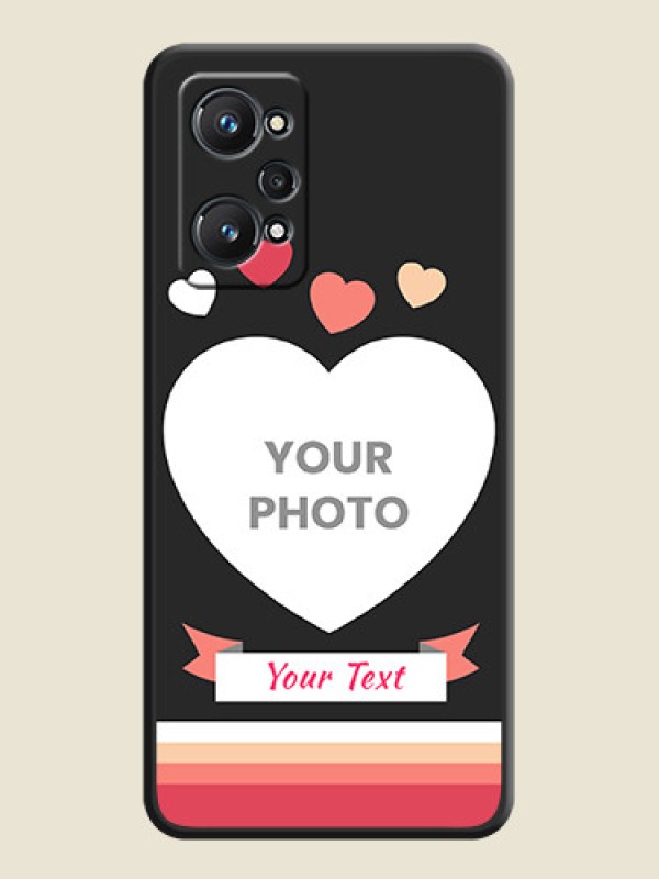 Custom Love Shaped Photo with Colorful Stripes on Personalised Space Black Soft Matte Cases - Realme GT 2 - alternate view