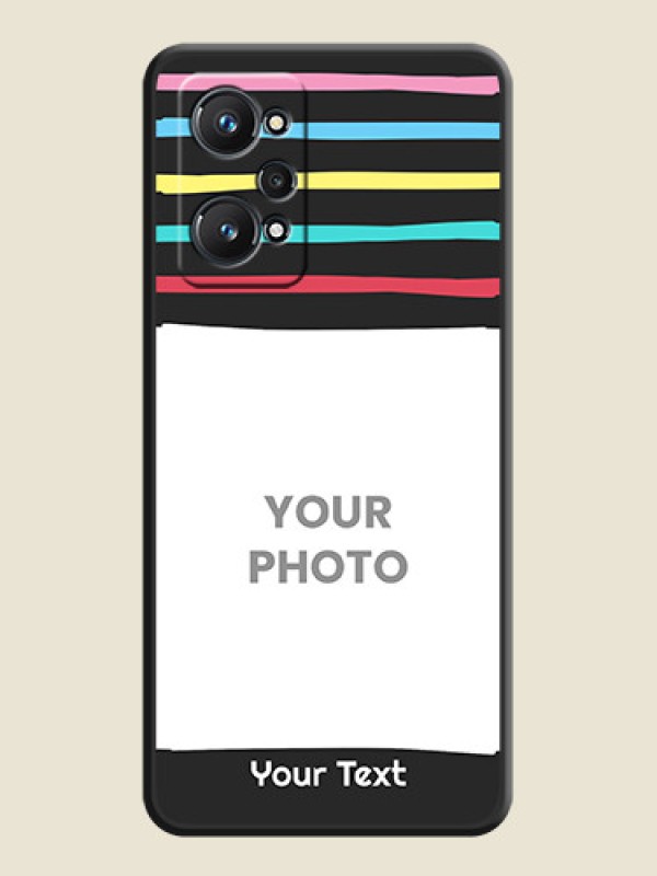 Custom Multicolor Lines with Image on Space Black Personalized Soft Matte Phone Covers - Realme GT 2 - alternate view