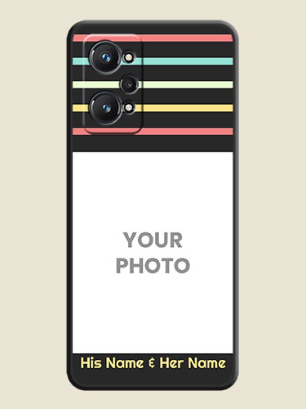 Custom Color Stripes with Photo and Text on Photo on Space Black Soft Matte Mobile Case - Realme GT 2 - alternate view