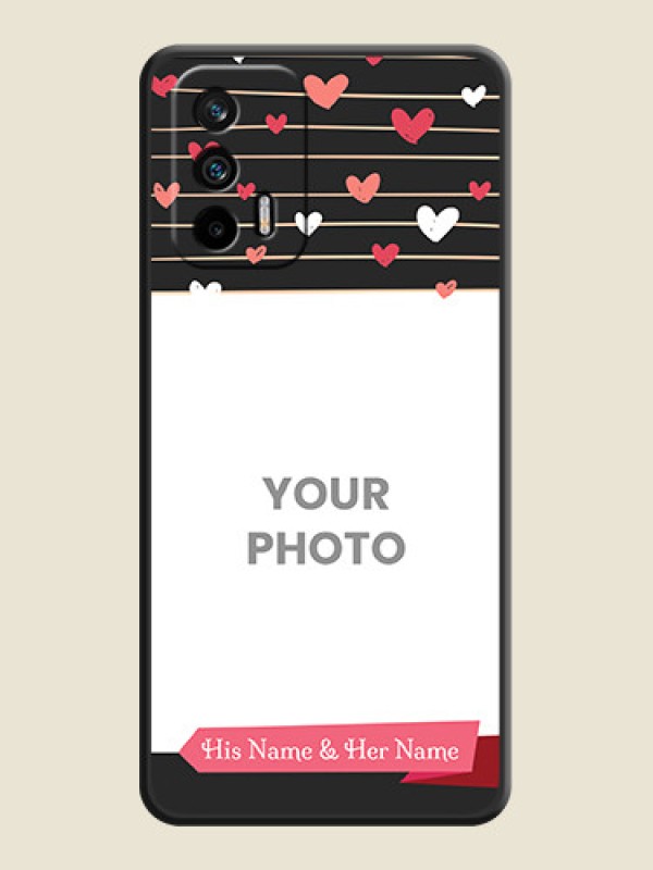 Custom Love Pattern with Name on Pink Ribbon  on Photo on Space Black Soft Matte Back Cover - Realme GT 5G - alternate view