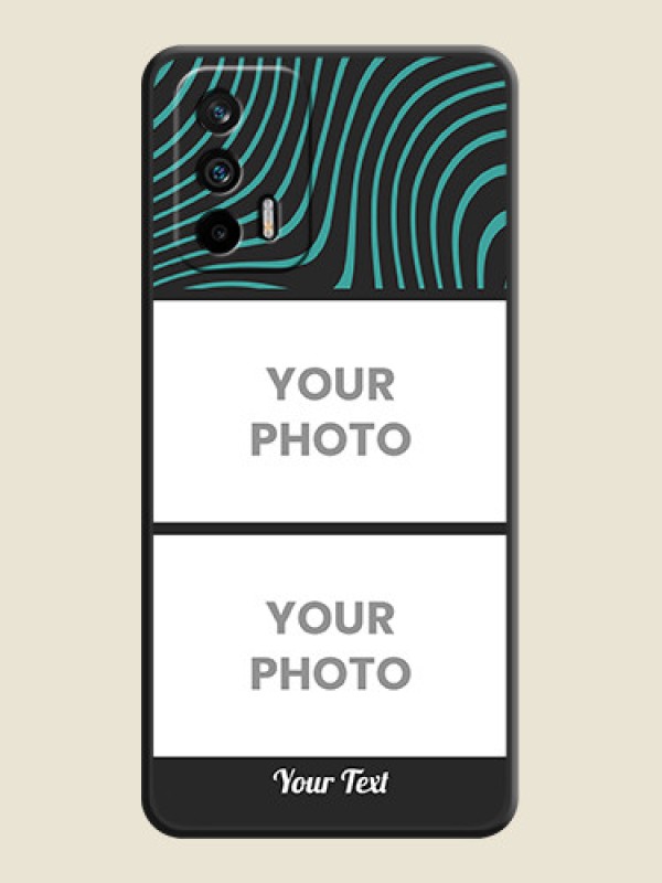 Custom Wave Pattern with 2 Image Holder on Space Black Personalized Soft Matte Phone Covers - Realme GT 5G - alternate view