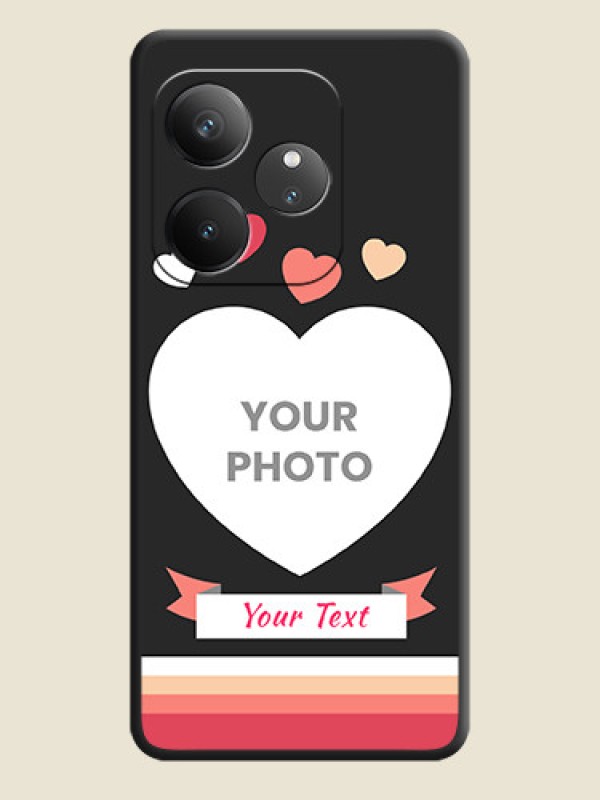 Custom Love Shaped Photo with Colorful Stripes On Space Black Custom Soft Matte Mobile Back Cover - Realme GT 6 - alternate view