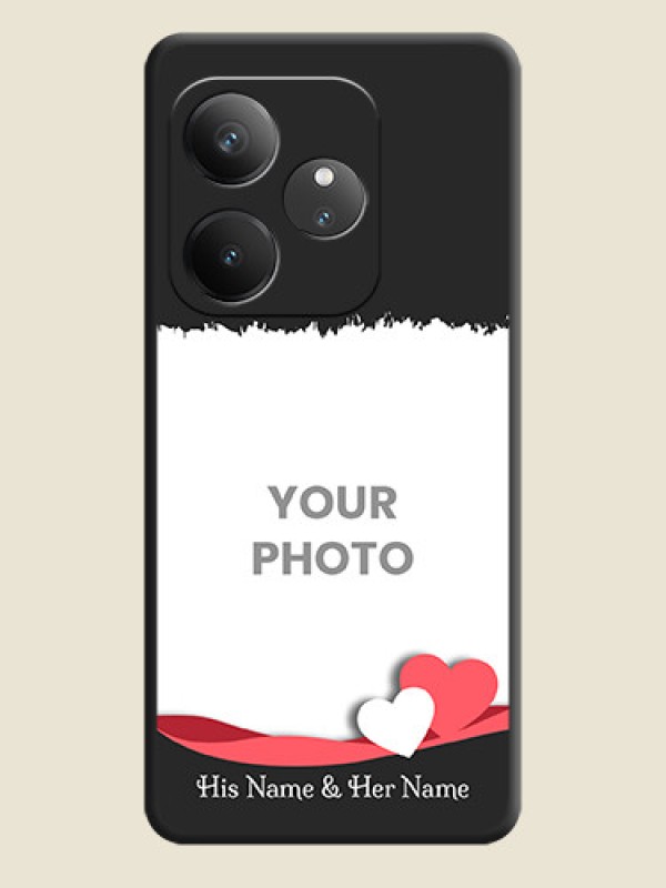 Custom Pin Color Love Shaped Ribbon Design with Text On Space Black Custom Soft Matte Mobile Back Cover - Realme GT 6 - alternate view