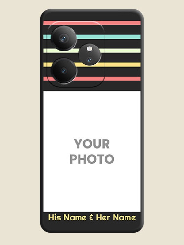 Custom Color Stripes with Photo and Text on Photo On Space Black Custom Soft Matte Mobile Back Cover - Realme GT 6 - alternate view