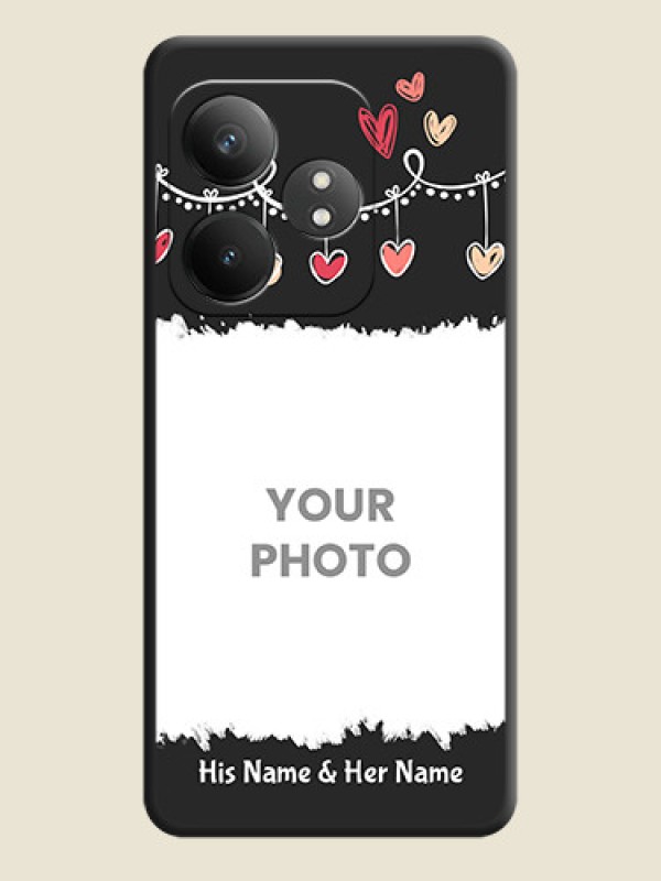 Custom Pink Love Hangings with Name On Space Black Custom Soft Matte Mobile Back Cover - Realme GT 6T 5G - alternate view