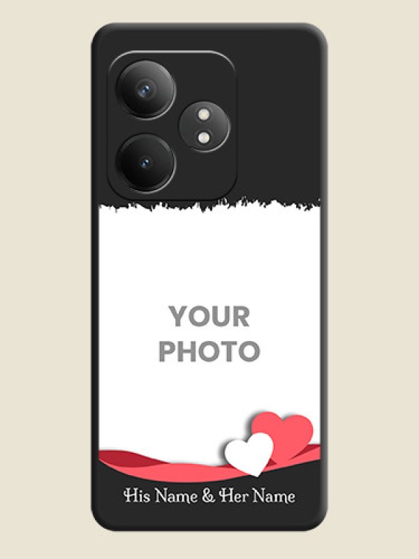 Custom Pin Color Love Shaped Ribbon Design with Text On Space Black Custom Soft Matte Mobile Back Cover - Realme GT 6T 5G - alternate view