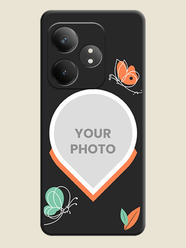 Custom Upload Pic With Simple Butterly Design On Space Black Custom Soft Matte Mobile Back Cover - Realme GT 6T 5G - alternate view