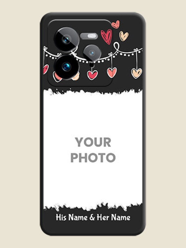 Custom Pink Love Hangings with Name On Space Black Custom Soft Matte Mobile Back Cover - Realme GT 7 Pro - alternate view