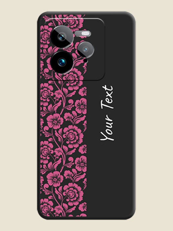 Custom Pink Floral Pattern Design With Custom Text On Space Black Custom Soft Matte Mobile Back Cover - Realme GT 7 Pro - alternate view