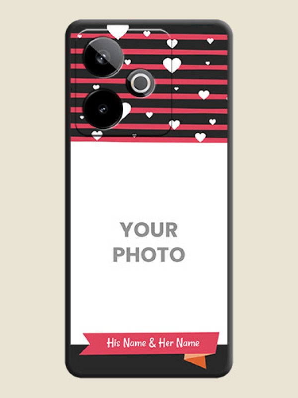 Custom White Color Love Symbols with Pink Lines Pattern On Space Black Custom Soft Matte Mobile Back Cover - Realme GT 7T 5G - alternate view