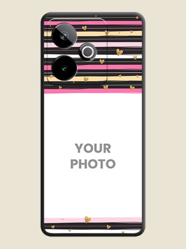 Custom Multicolor Lines and Golden Love Symbols Design on Photo On Space Black Custom Soft Matte Mobile Back Cover - Realme GT 7T 5G - alternate view