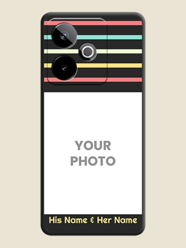 Custom Color Stripes with Photo and Text on Photo On Space Black Custom Soft Matte Mobile Back Cover - Realme GT 7T 5G - alternate view