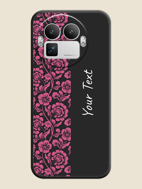 Custom Pink Floral Pattern Design With Custom Text On Space Black Custom Soft Matte Mobile Back Cover - Realme GT 8 Pro - alternate view