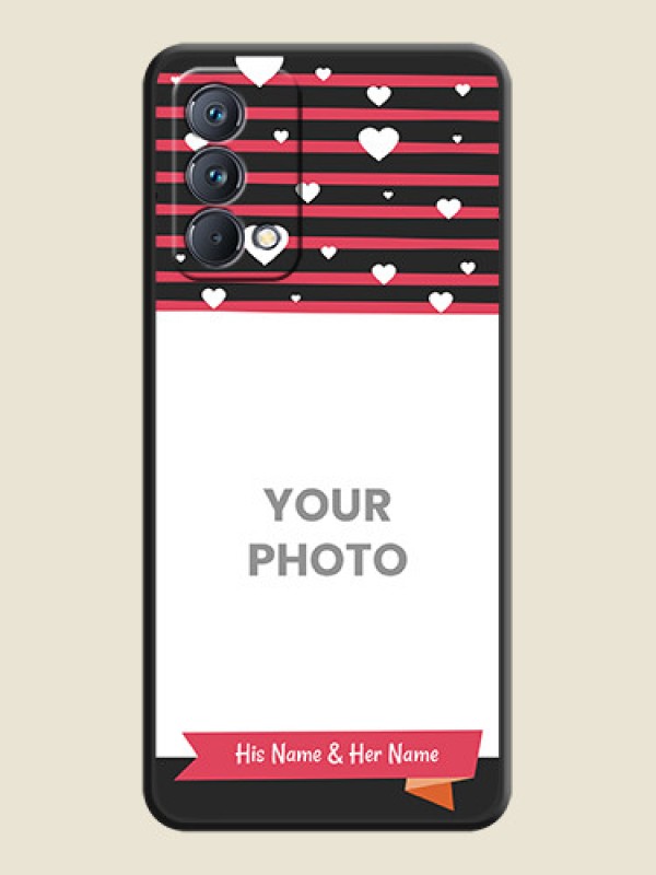 Custom White Color Love Symbols with Pink Lines Pattern on Space Black Custom Soft Matte Phone Cases - Realme GT Master - alternate view
