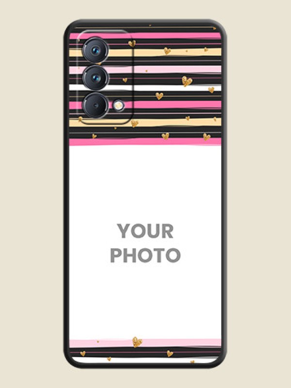 Custom Multicolor Lines and Golden Love Symbols Design on Photo on Space Black Soft Matte Mobile Cover - Realme GT Master - alternate view