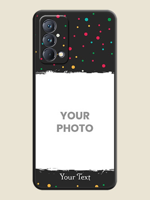 Custom Multicolor Dotted Pattern with Text on Space Black Custom Soft Matte Phone Back Cover - Realme GT Master - alternate view