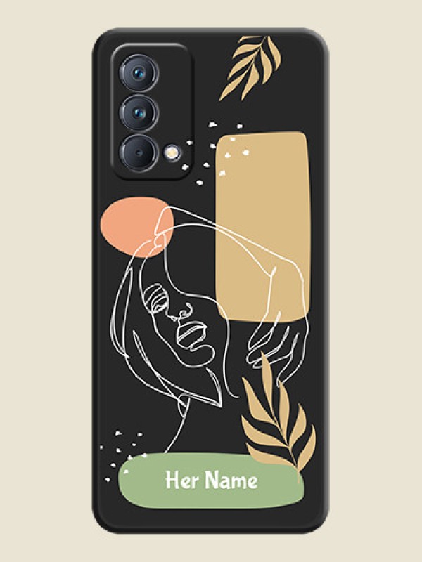 Custom Custom Text With Line Art Of Women & Leaves Design On Space Black Personalized Soft Matte Phone Covers -Realme Gt Master - alternate view