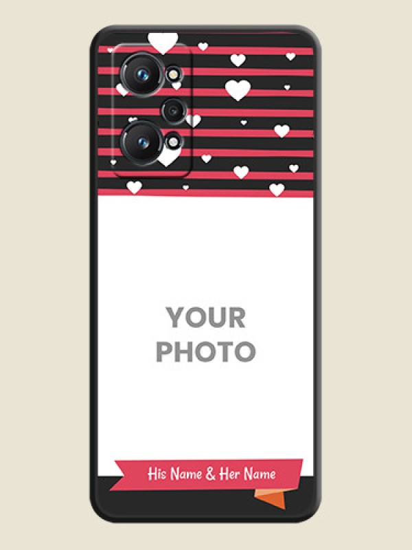 Custom White Color Love Symbols with Pink Lines Pattern on Space Black Custom Soft Matte Phone Cases - Realme GT Neo 2 5G - alternate view