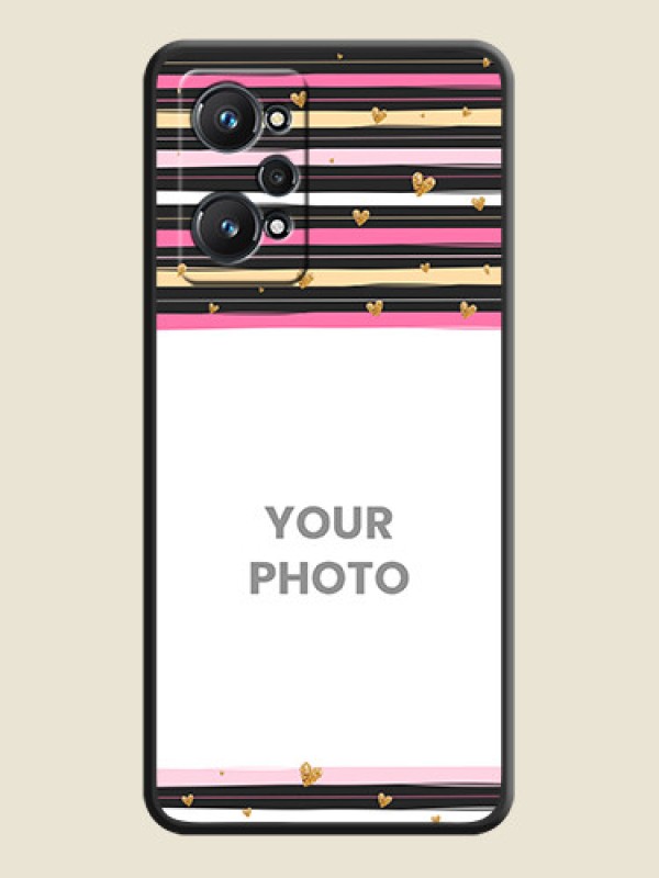 Custom Multicolor Lines and Golden Love Symbols Design on Photo on Space Black Soft Matte Mobile Cover - Realme GT Neo 2 5G - alternate view