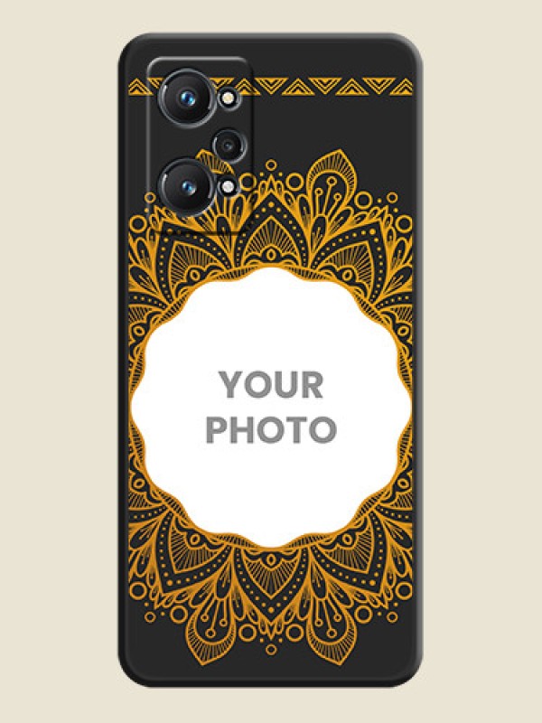 Custom Round Image with Floral Design on Photo on Space Black Soft Matte Mobile Cover - Realme GT Neo 2 5G - alternate view