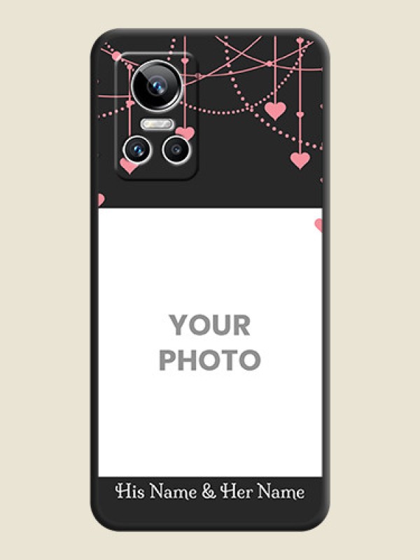 Custom Pink Love Hangings with Text on Space Black Custom Soft Matte Back Cover - Realme GT Neo 3 150W - alternate view