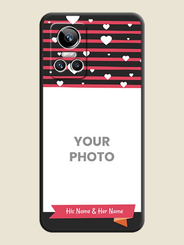 Custom White Color Love Symbols with Pink Lines Pattern on Space Black Custom Soft Matte Phone Cases - Realme GT Neo 3 150W - alternate view