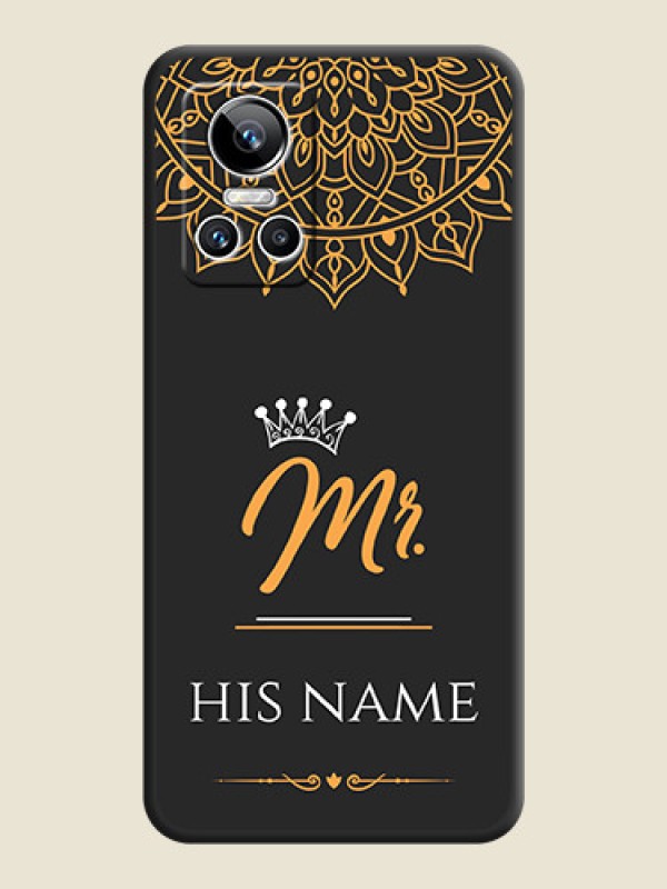 Custom Mr Name with Floral Design  on Personalised Space Black Soft Matte Cases - Realme GT Neo 3 150W - alternate view