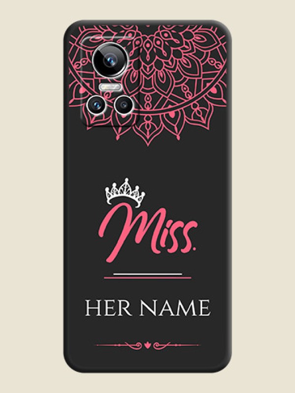 Custom Mrs Name with Floral Design on Space Black Personalized Soft Matte Phone Covers - Realme GT Neo 3 150W - alternate view