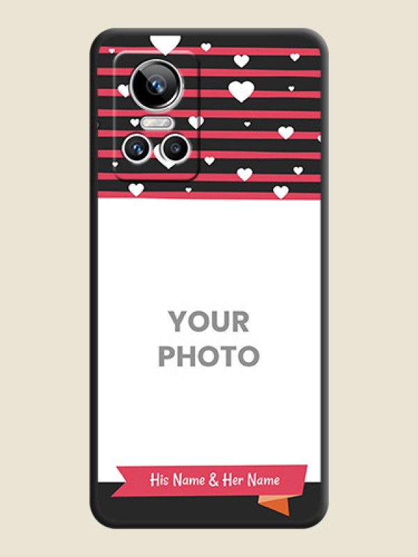 Custom White Color Love Symbols with Pink Lines Pattern on Space Black Custom Soft Matte Phone Cases - Realme GT Neo 3 - alternate view