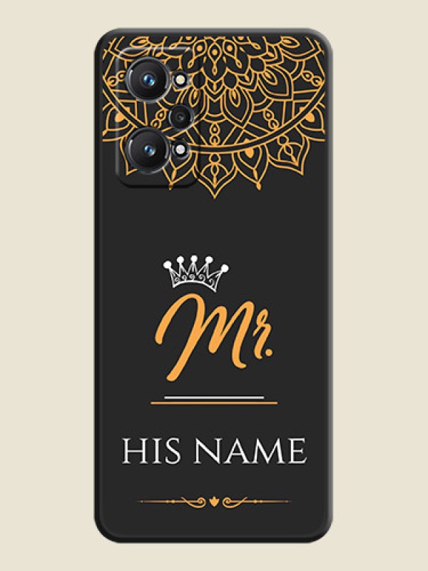 Custom Mr Name with Floral Design  on Personalised Space Black Soft Matte Cases - Realme GT Neo 3T - alternate view