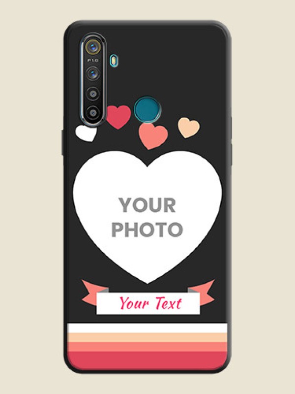 Custom Love Shaped Photo with Colorful Stripes on Personalised Space Black Soft Matte Cases - Realme Narzo 10 - alternate view
