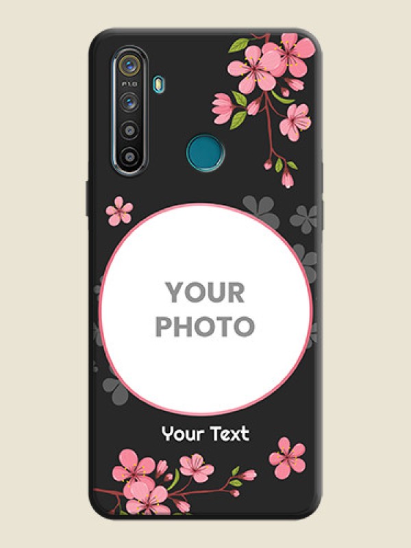 Custom Round Image with Pink Color Floral Design - Photo on Space Black Soft Matte Back Cover - Realme Narzo 10 - alternate view