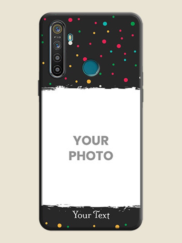 Custom Multicolor Dotted Pattern with Text on Space Black Custom Soft Matte Phone Back Cover - Realme Narzo 10 - alternate view