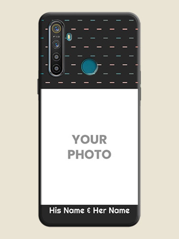 Custom Line Pattern Design with Text on Space Black Custom Soft Matte Phone Back Cover - Realme Narzo 10 - alternate view