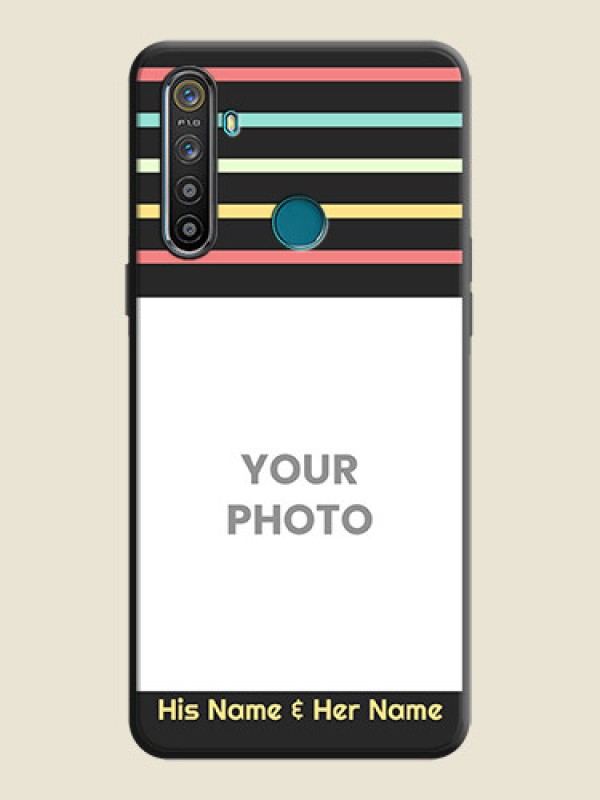 Custom Color Stripes with Photo and Text - Photo on Space Black Soft Matte Mobile Case - Realme Narzo 10 - alternate view