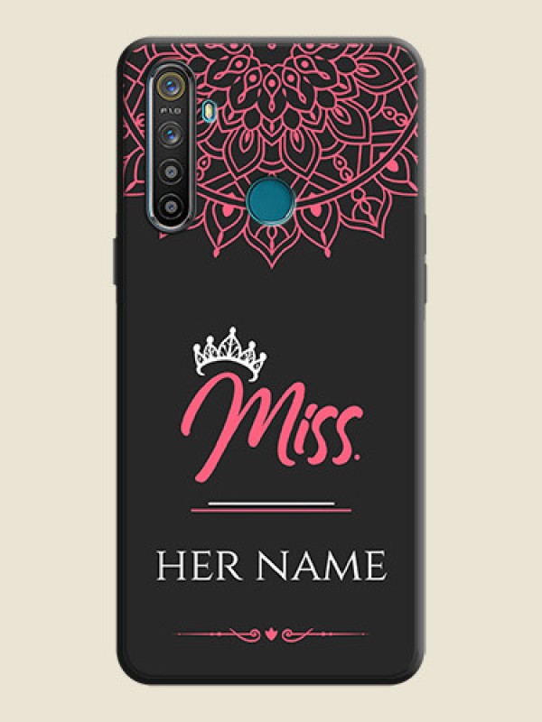 Custom Mrs Name with Floral Design on Space Black Personalized Soft Matte Phone Covers - Realme Narzo 10 - alternate view