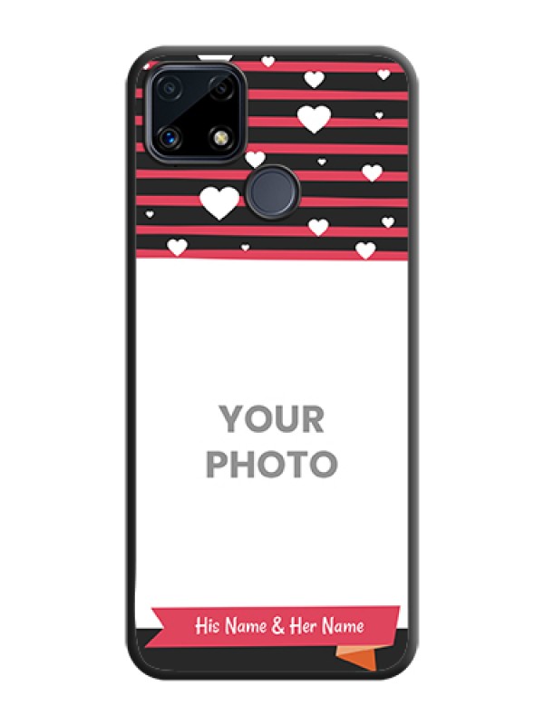 Custom White Color Love Symbols with Pink Lines Pattern on Space Black Custom Soft Matte Phone Cases - Realme Narzo 20 - alternate view