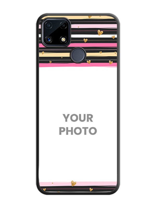 Custom Multicolor Lines and Golden Love Symbols Design on Photo on Space Black Soft Matte Mobile Cover - Realme Narzo 20 - alternate view
