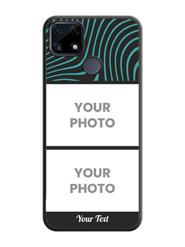 Custom Wave Pattern with 2 Image Holder on Space Black Personalized Soft Matte Phone Covers - Realme Narzo 20 - alternate view